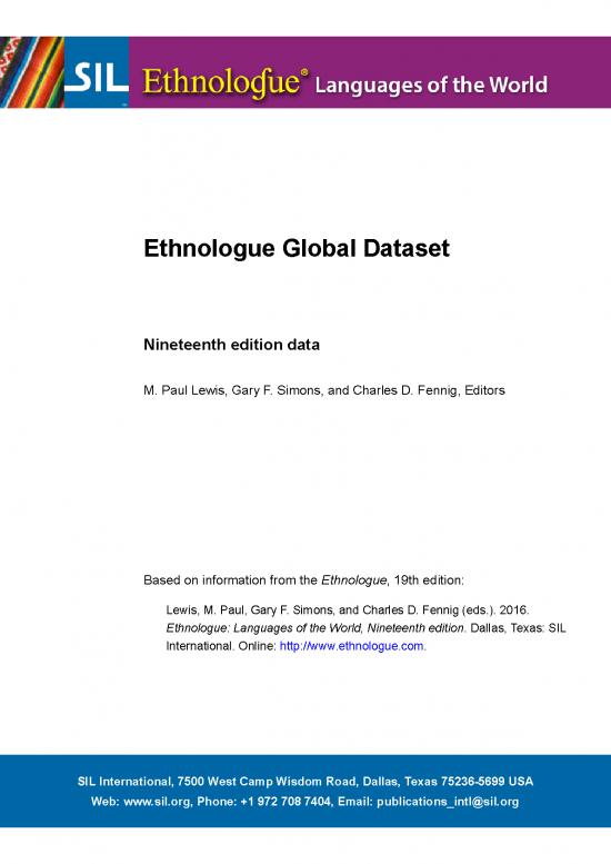 picture Ethnologue Languages Of The World Pdf 103017 | Ethnologue 19 Global Dataset Doc