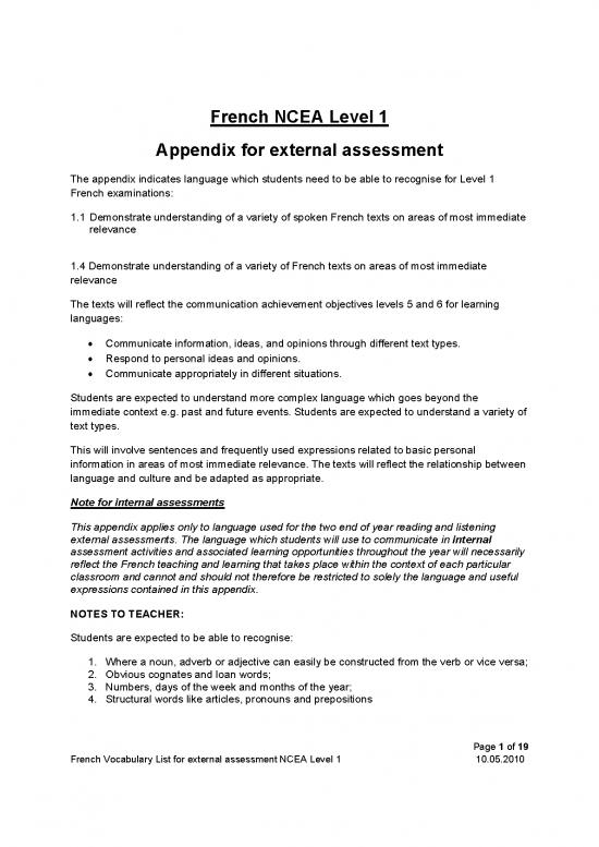 picture Language Pdf 103340 | French Vocab L1