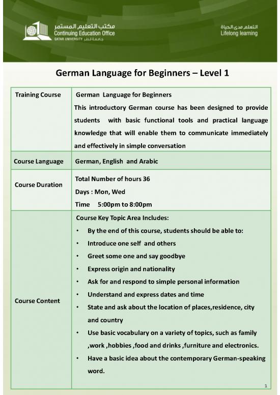 picture Language Pdf 103432 | German Language   Level 1