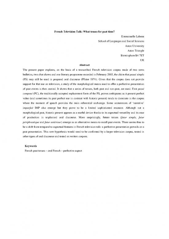 picture1_Tenses In French Pdf 104487 | In Journal Of Corpus