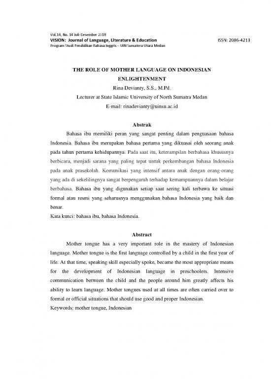 picture Language Pdf 102758 | Jurnal Pbi The Role Of Mother Languange Elightenmen