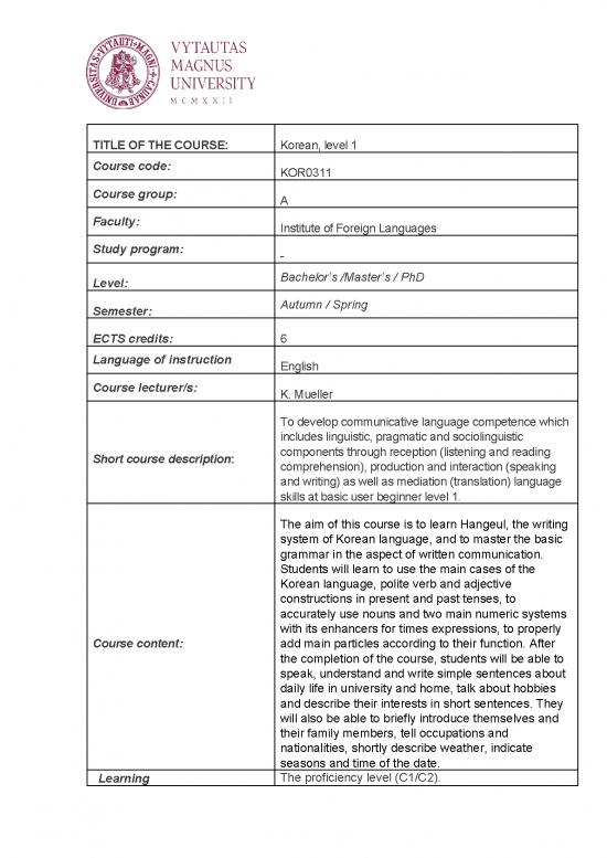 picture Language Pdf 103767 | Kor0311 Korean Level 1