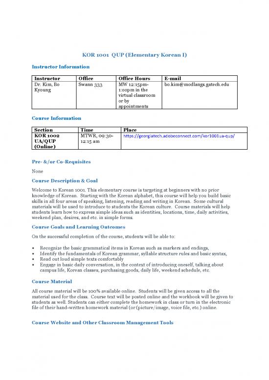 picture_Basic Korean Pdf 104464 | Kor 1001 Elementary Korean I