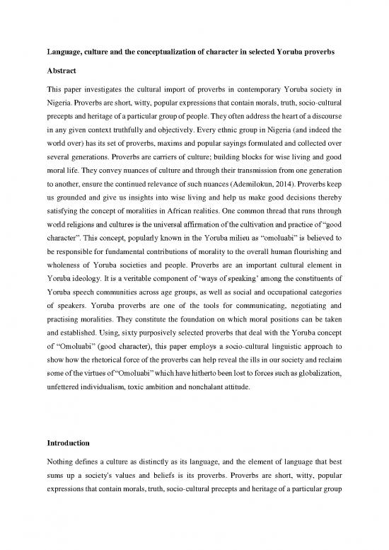 picture Pdf Language 104422 | Language Culture And The Conceptualization Of Character In Selected Yoruba Proverbs