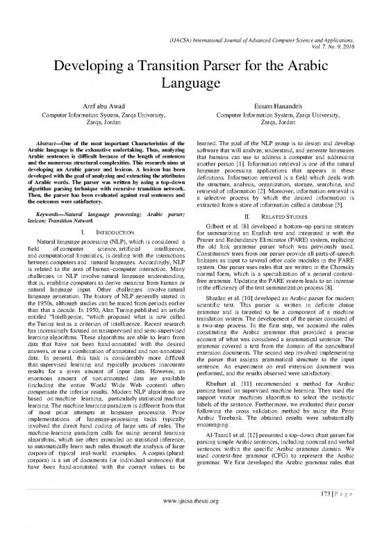 picture Language Pdf 102830 | Paper 24 Developing A Transition Parser For The Arabic Language