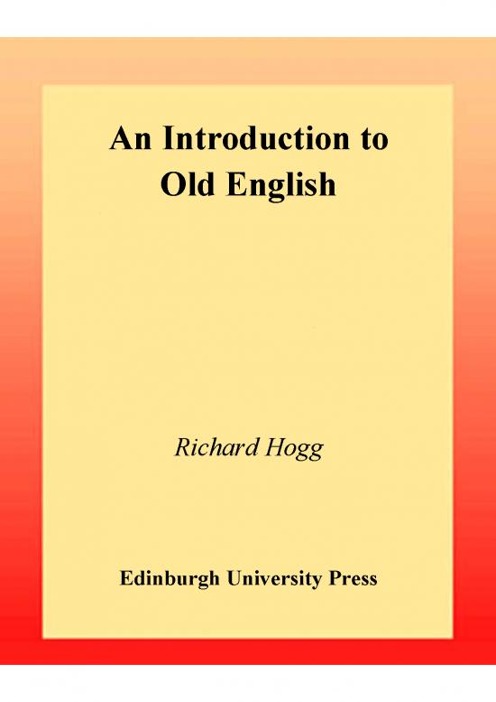 picture Morphology In Linguistics Pdf 104249 | Richard Hogg An Introduction To Old English Edinburgh University