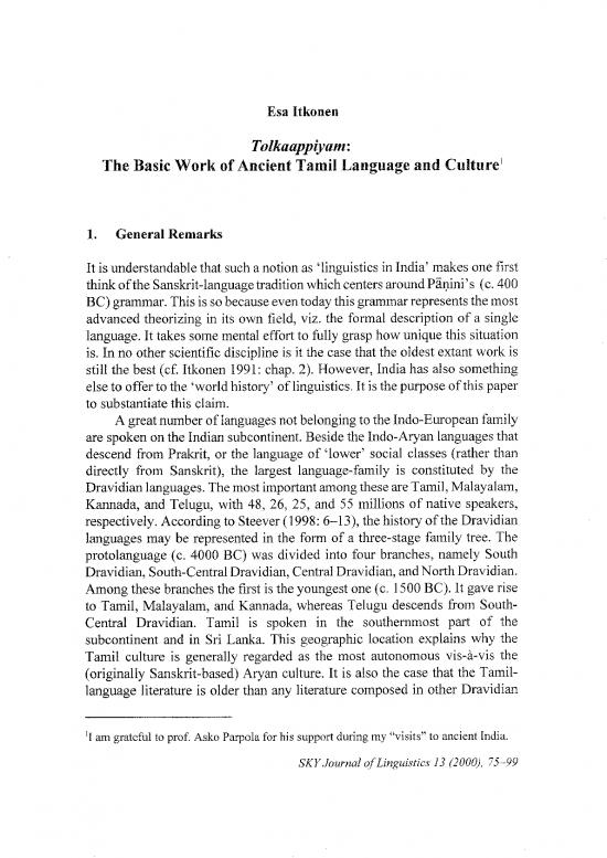 picture Language Pdf 103156 | Sky Jol 2000 05 Tolkaappiyam The Basic Work On Ancient Tamil Language And Culture