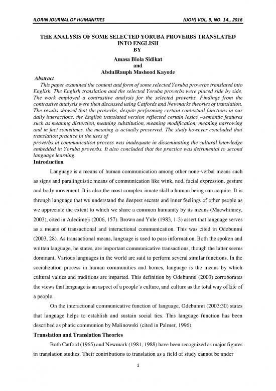 picture_Yoruba Proverbs Pdf 104332 | The Analysis Of Some Selected Yoruba Proverbs Translated Into English