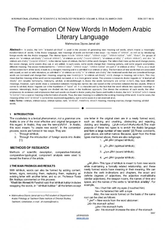 picture Language Pdf 102248 | The Formation Of New Words In Modern Arabic Literary Language