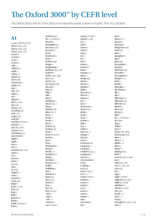 picture_Cefr Pdf 103374 | The Oxford 3000 By Cefr Level