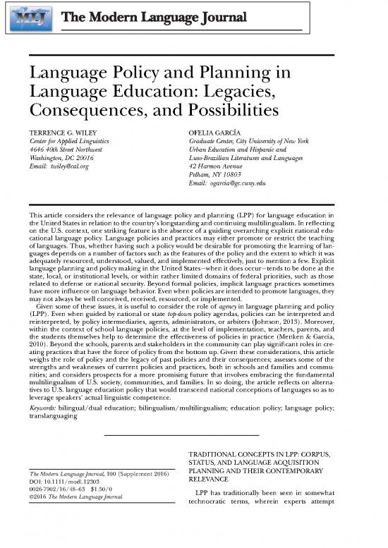 picture Language Learning Pdf 104433 | Wiley Garcia 2016 The Modern Language Journal Copy