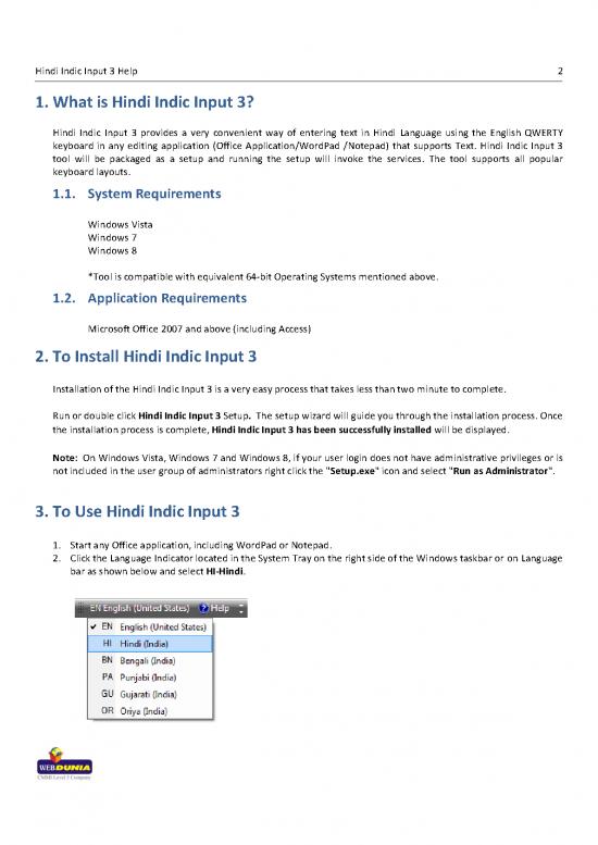 Hindi Indic Input 3 User Guide