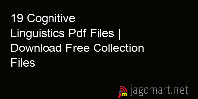 picture 19 Cognitive Linguistics Pdf Files | Download Free Collection Files