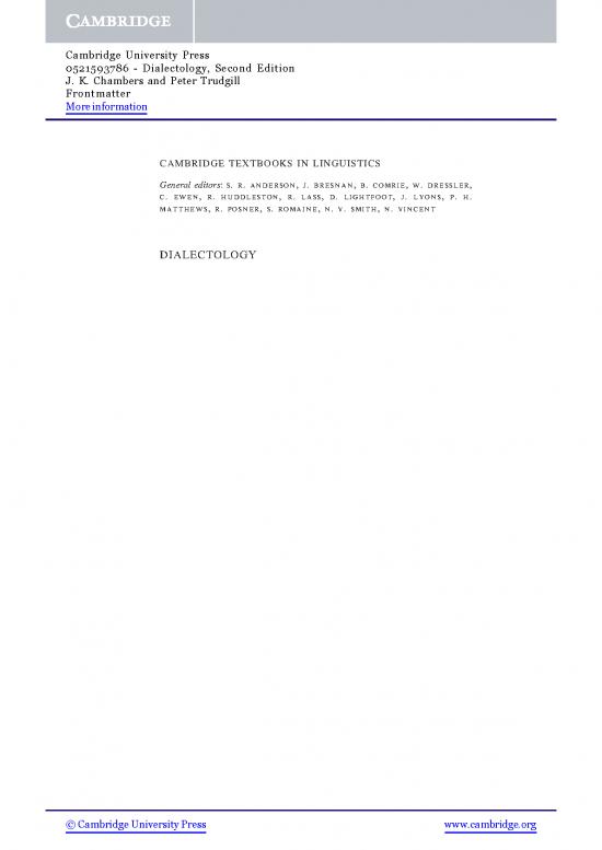 picture Dialectology Pdf 105345 | 0521593786 Frontmatter