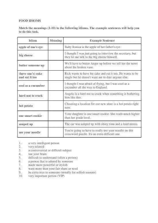 picture Food Idioms Pdf 106071 | 160509 Food Idioms