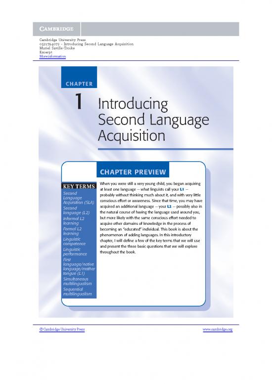 picture Introducing Second Language Acquisition Pdf 105877 | 9780521794077 Excerpt