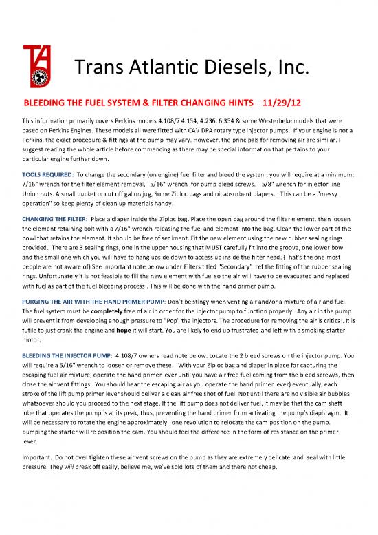 picture1_Oil Pdf 107078 | Bleeding Fuel System And Filter Changing