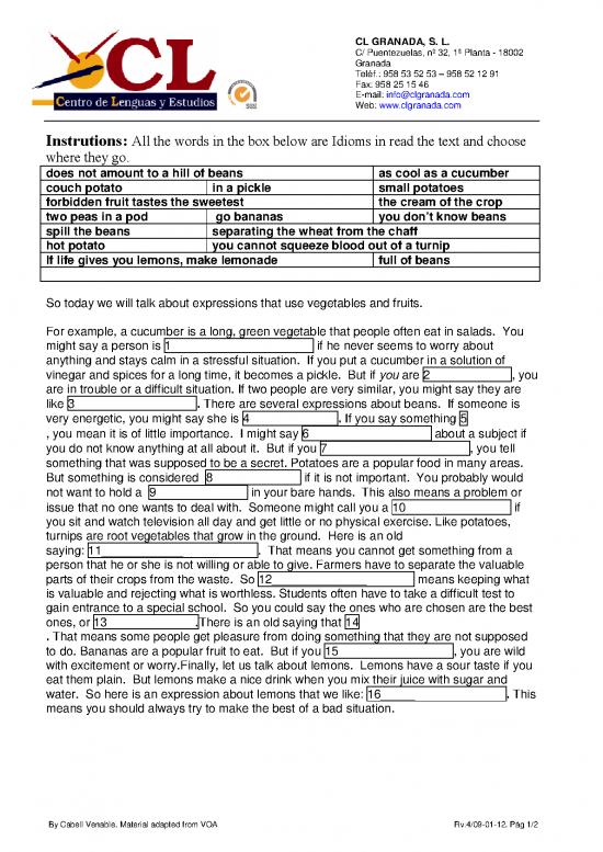 picture1_Food Idioms Pdf 105935 | Food Idioms