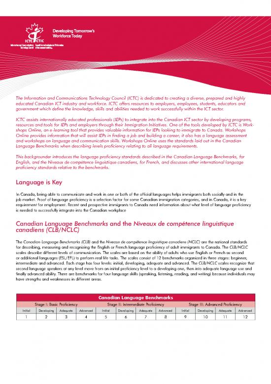 picture Language Proficiency Pdf 104987 | Ictc Clb Backgrounder En