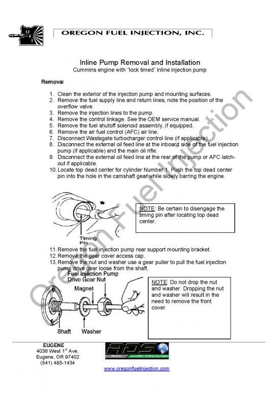 picture Cummins Engine Service Manual Pdf 106739 | Inline Cummins Pump Removal And Installation