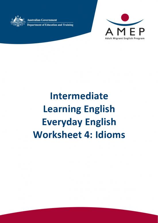 picture Everyday Idioms Pdf 105469 | Intermediate Learning English Everyday English Worksheet 4 Idioms