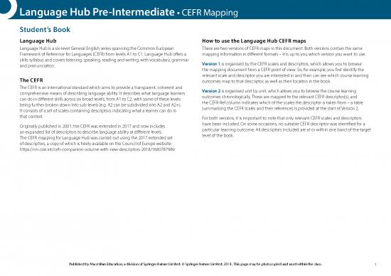 picture_Language Hub Pdf 104981 | Language Hub Preintermediate Sb Cefr Mapping