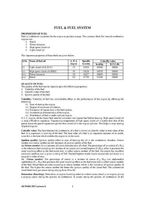 picture Diesel Pdf 106568 | Lecture 6 Fuel System