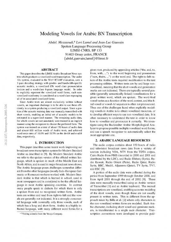 picture Arabic Vowels Pdf 105035 | Messaoudi05 Interspeech