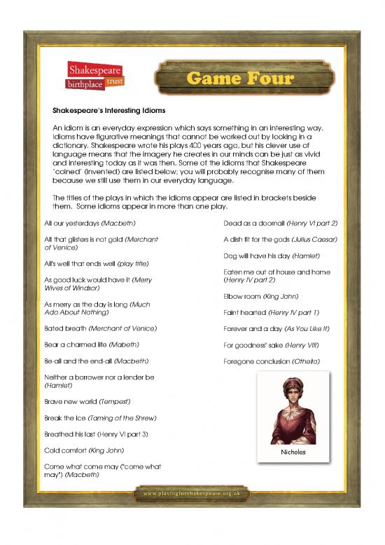 picture_Play Therapy Pdf 106395 | Pfs Classroom Resources Game 4 Idioms