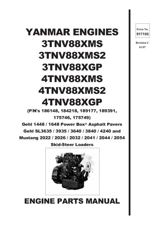 picture1_Sl3635 Sl3935 Sl3640 Sl38400 Sl4240 Skid Loader Yanmar Engine Parts Manual 917105c