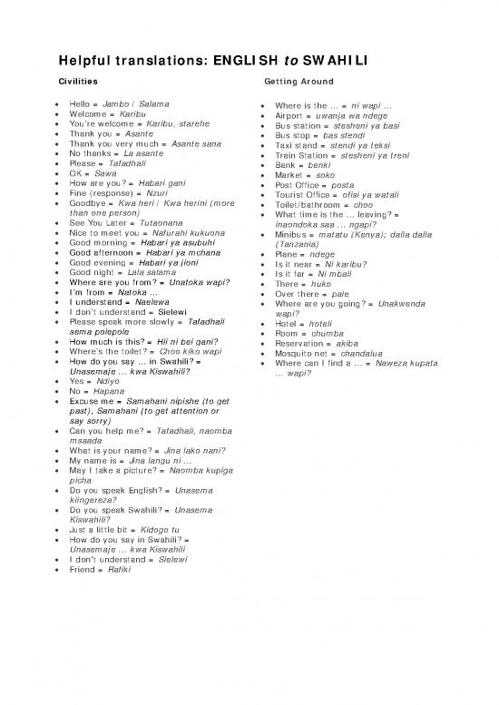 picture1_Kiswahili Pdf 105708 | Swahili Phrases