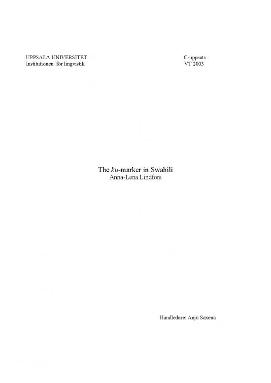 The Ku Marker In Swahili
