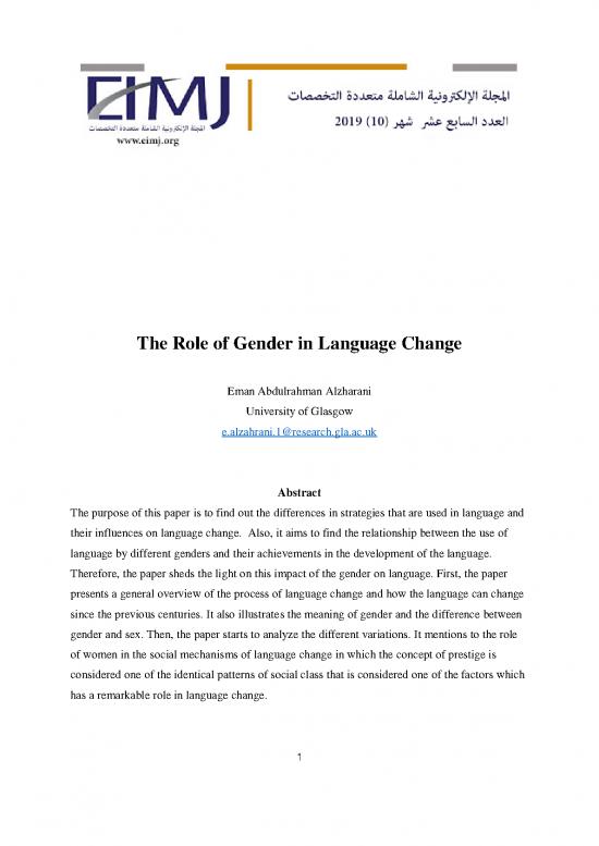 The Role Of Gender In Language Change