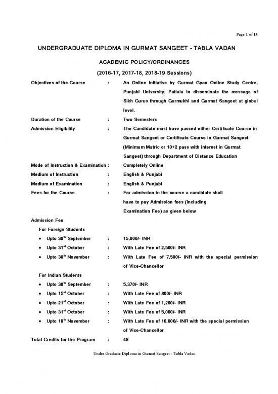 picture Education Pdf 105735 | Under Graduate Diploma  In Gurmat Sangeet   Tabla Vadan