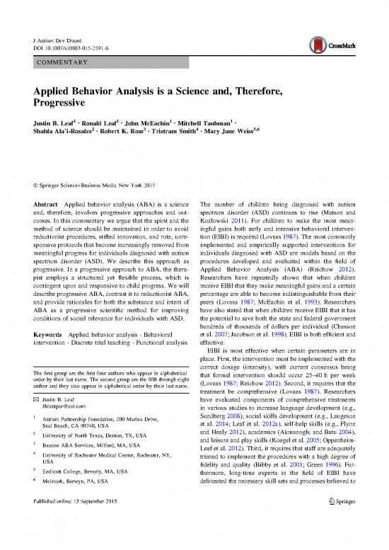 picture Applied Behavior Analysis Pdf 107225 | Applied Behavior Analysis Is A Science And Therefore Progressive