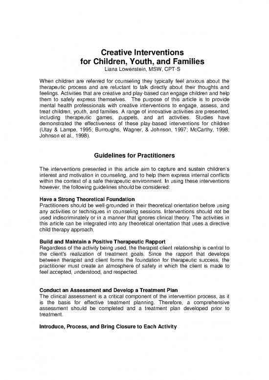 picture Art Therapy Activities Pdf 108186 | Creative Interventions For Children Youth And B22fc