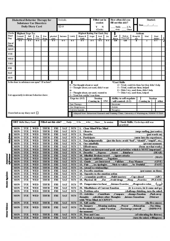 Dbt Sud Diary Card