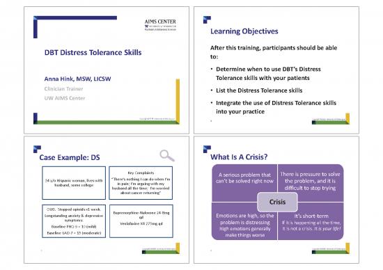 Learning Pdf 109180 | Distress Tolerance Presentation Handout