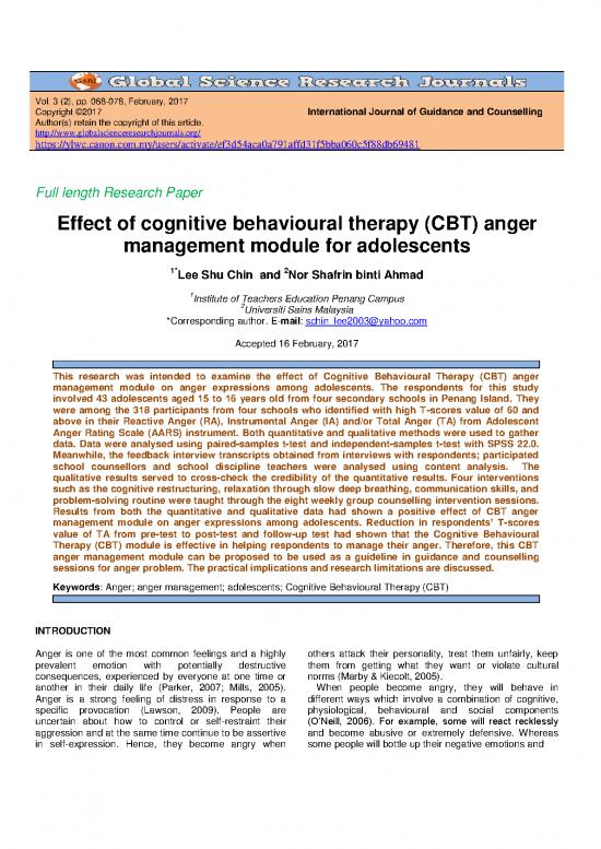 picture Cbt Pdf 108624 | Effect Of Cognitive Behavioural Therapy Cbt Anger Management Module For Adolescents