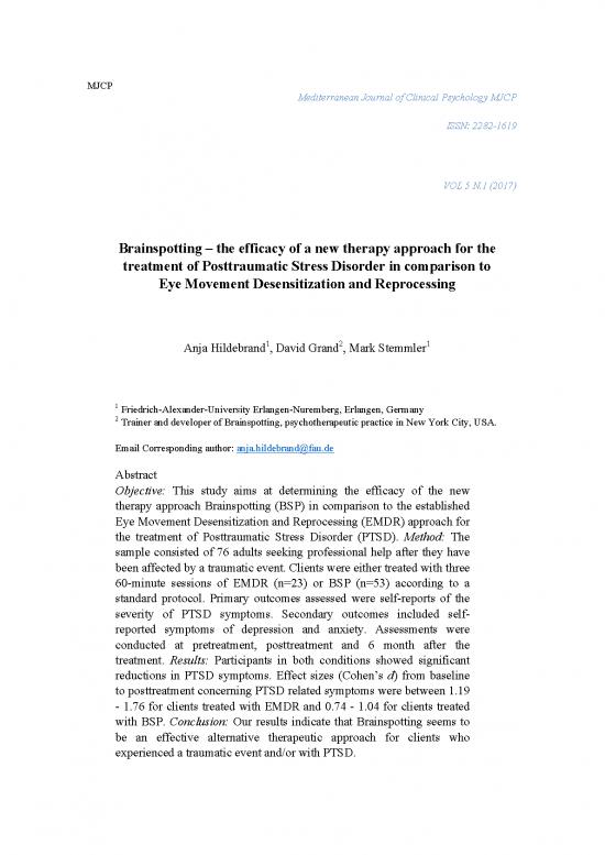 picture1_Brainspotting Pdf 109522 | Hildebrand Grand And Stemmler 2017 Mediterjrnlofclincpsychmjcp Vol5 1