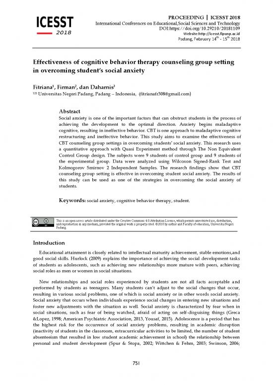 picture Cbt For Social Anxiety Pdf 108605 | Icesst 2018 109