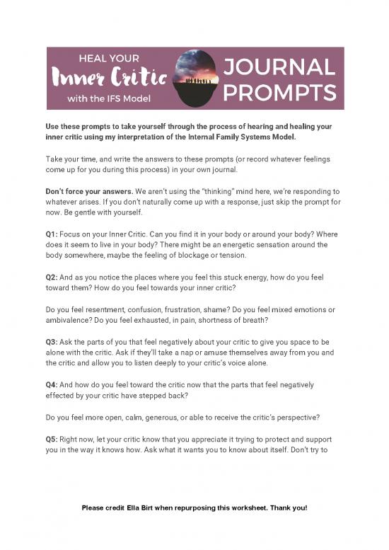 picture Internal Family Systems Therapy Pdf 109572 | Ifs Worksheet Inner Critic 1
