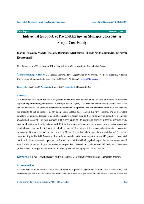 picture Supportive Psychotherapy Pdf 109596 | Individual Supportive Psychotherapy In Multiple Sclerosis A Singlecase Study