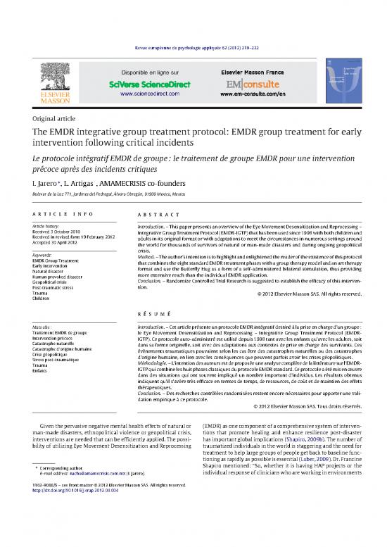 picture Emdr Pdf 108554 | Jarero   Artigas,  ( The Emdr Integrative Group Treatment Protocol  Emdr Group Treatment For Early Intervention Following Critical Incidents