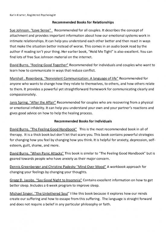 picture Couples Therapy Pdf 109319 | Karin Kramer Recommended Books  V2