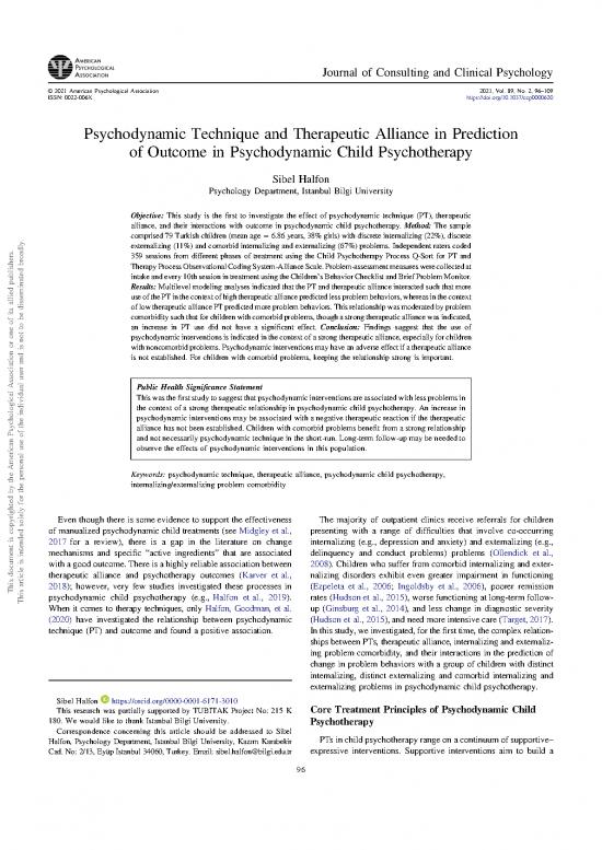 picture Psychotherapy Pdf 107569 | Psychodynamic Technique And Therapeutic Alliance