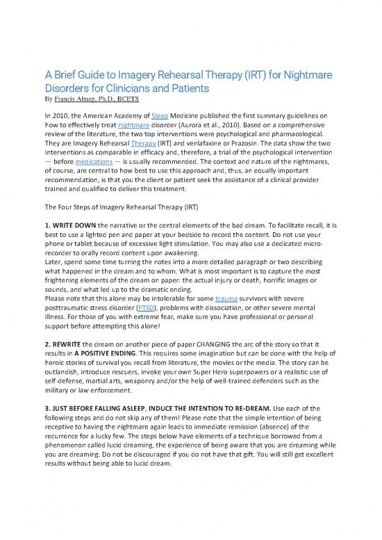 picture_Medicine Pdf 109752 | Reflections A Brief Guide To Imagery Rehearsal Therapy For Nightmares
