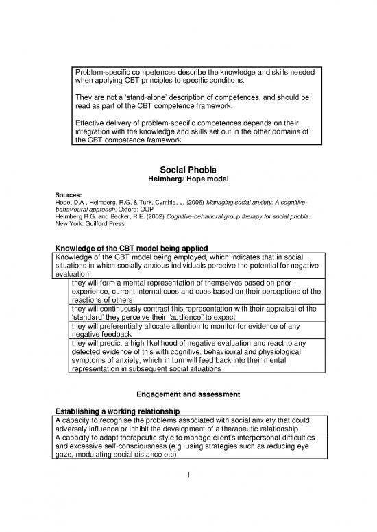 picture Cbt For Social Anxiety Pdf 109102 | Social Phobia Heimberg Model