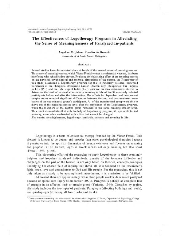 picture Logotherapy Pdf 108704 | The Effectiveness Of Logotherapy Program En