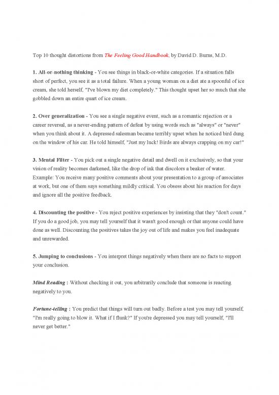 picture1_The Feeling Good Handbook Pdf 107786 | Top 10 Thought Distortions
